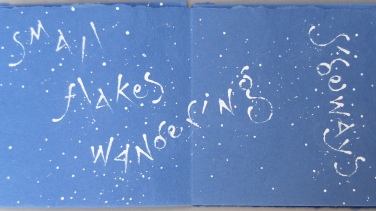 page from Snow like thought, artist's book by Liz Mathews setting a poem by Jeremy Hooker
